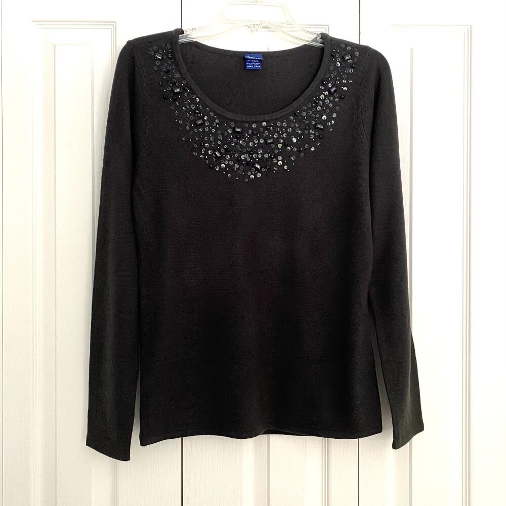 Basic Editions Sweater Pullover Embellished Sequi… - image 1